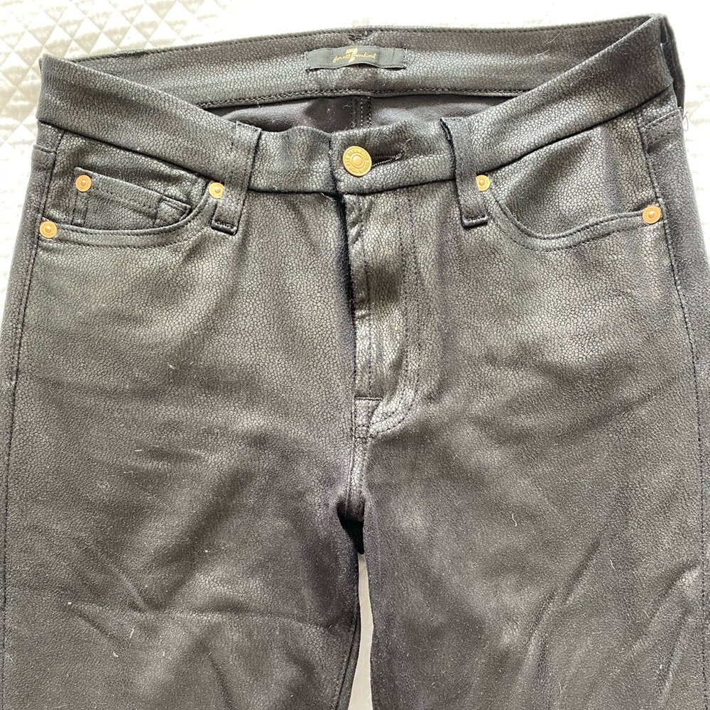 7 for all mankind black pebbled leather pants